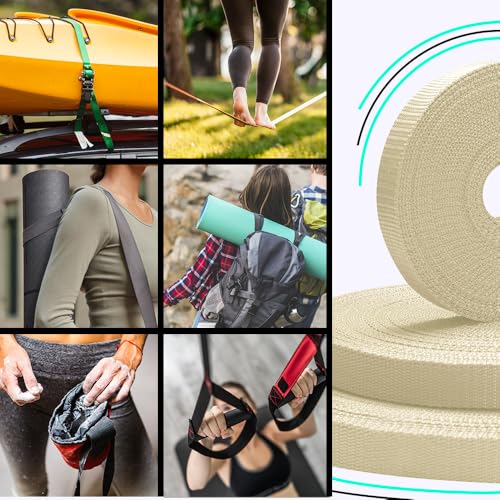 Image of TECEUM 3 /4 inch & 5 /8 inch & 1 inch & 1.5 inch & 2 inch Webbing - 10 25 50 Yards - 40+ Colors - Heavy Duty 1 Inch 1.5 Inch 2 Inch Backpack Straps - Webbing for Outdoors Indoors Crafting DIY