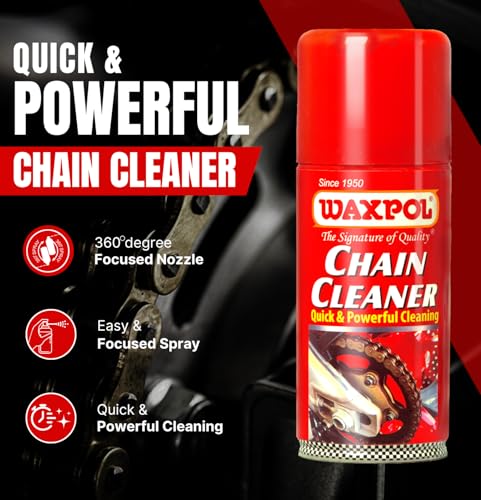 Image of Waxpol Motorcycle Chain Cleaner Spray 150 ml, Lubricant, Grease & Dirt Remover
