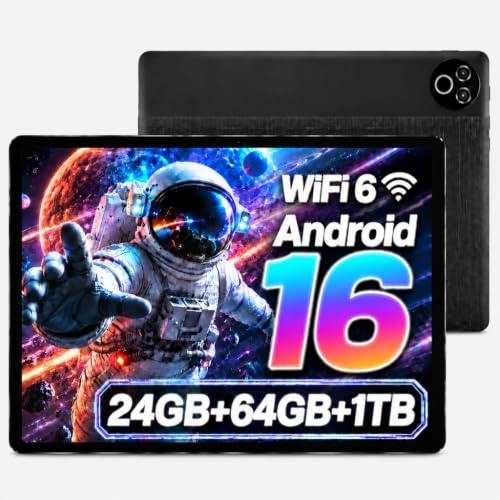 Image of 2026 Android 16 Tablet 10.1 Inch with 24GB RAM 64GB ROM, 1TB TF Card Expandable, 6000mAh Battery, Dual Band WiFi, BT5.4, Dual HD Cameras, Portable Tablet for Study, Business&Entertainment