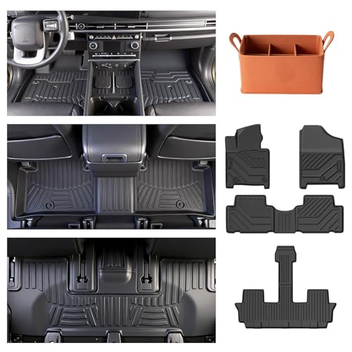 Floor Mats Replacement for Hyundai Santa Fe 2024-2026 (Hybrid & Gas Models) Custom Fit TPE All Weather Floor Liners for Hyundai Santa Fe Accessories Waterproof Heavy Duty Interior Protection