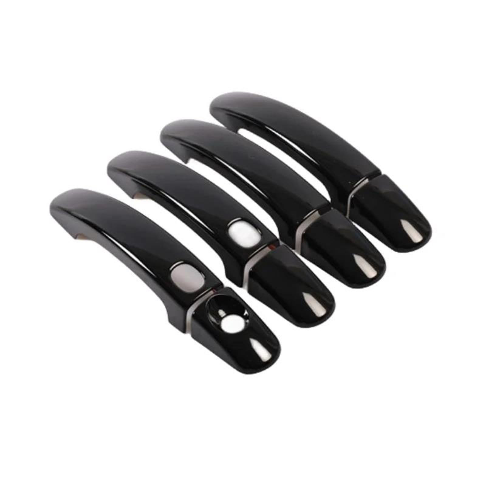 ZAPORA Covers Sticker Glossy Black Chrome Car Door Handle Cover Bowl Trim Overlays Styling Accessories for Ford for Focus 2012 2013 2014 2015(Black 2 Buttons)