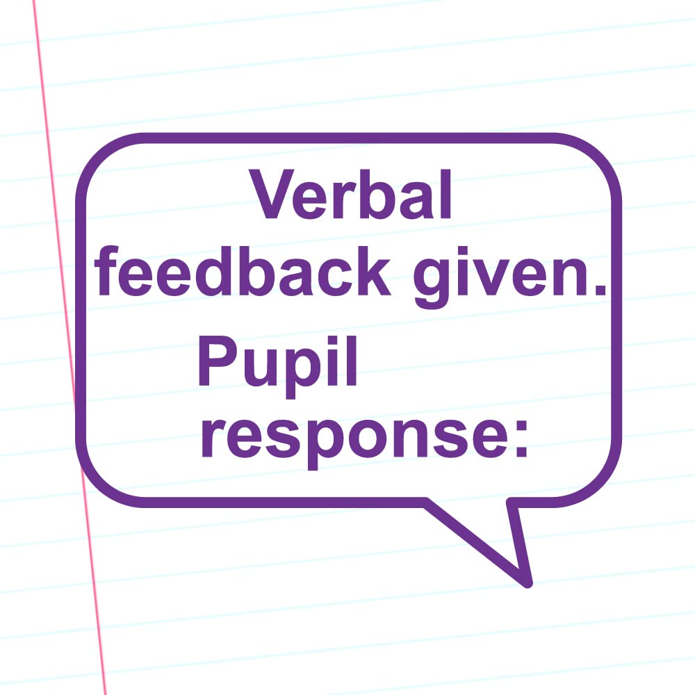 Classroom Capers Purple Verbal Feedback Given. Pupil Response: Teacher Self-Inking Stamp For Marking. 26X31mm, Reinkable, Ink