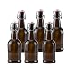 16 oz Amber Glass Beer Bottles for Home Brewing 6 Pack with Flip Caps