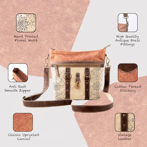 3B Upcycled canvas shoulder bag for women crossbody purses, Leather purse Travel bag, Side Handbag weekend Hobo bag- 2 Straps4