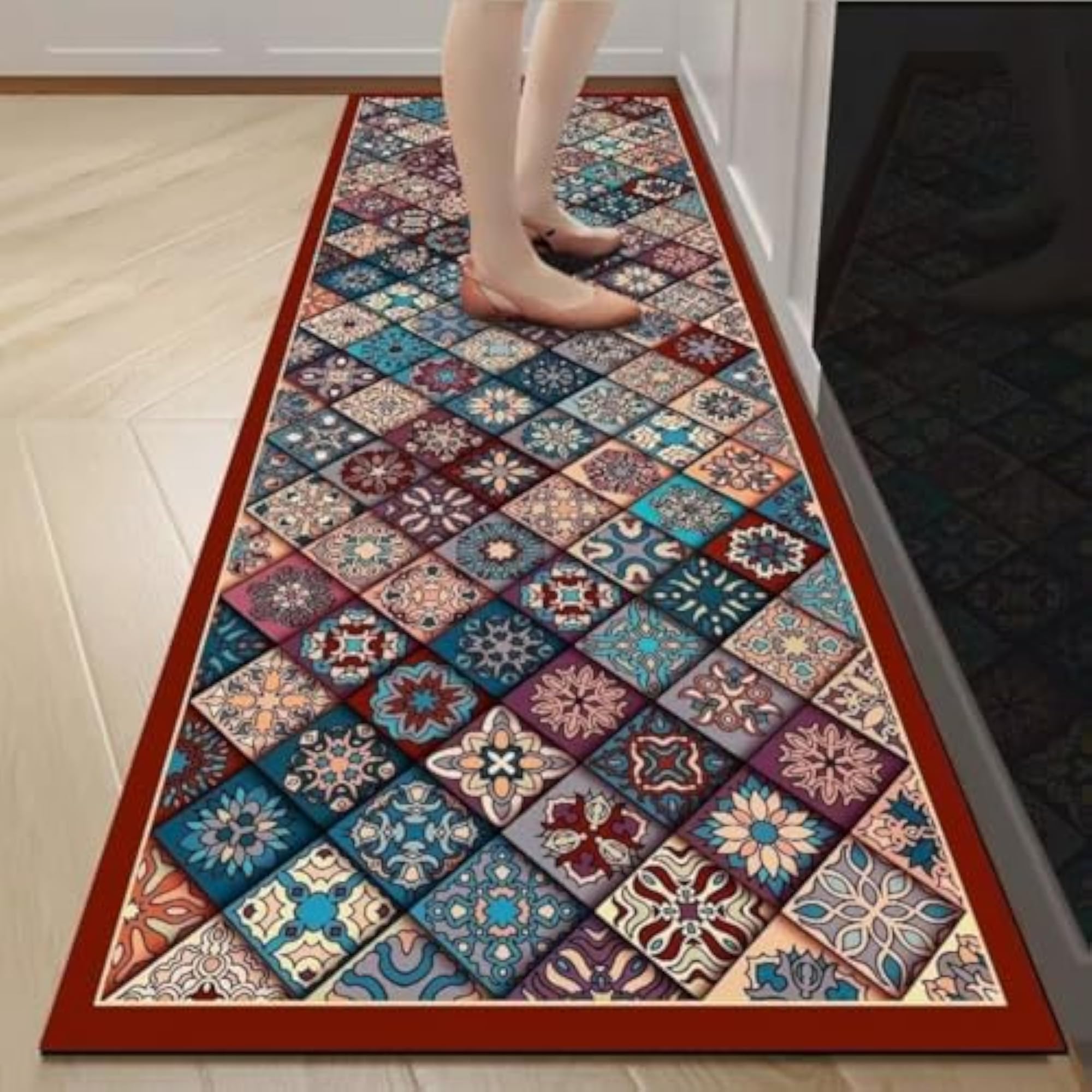 Cushioned Anti Fatigue Kitchen Rug Set, Non Slip 2 Piece
