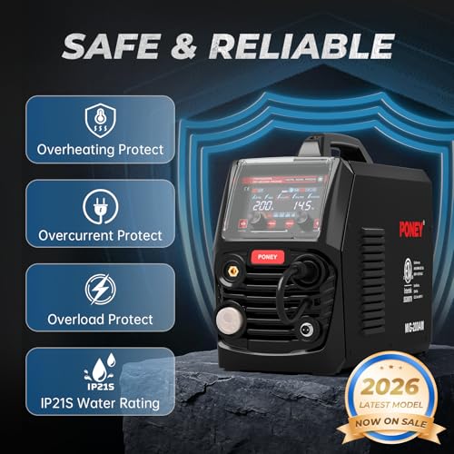 PONEY Aluminum MIG Welder, 200Amp 110V/220V 6 in 1 Gas MIG/Gasless Flux Core MIG/Pulse MIG/Stick/Lift TIG/Spool Gun Welding Machine, Synergic & Manual Control, Digital Display by PONEY - Image 8