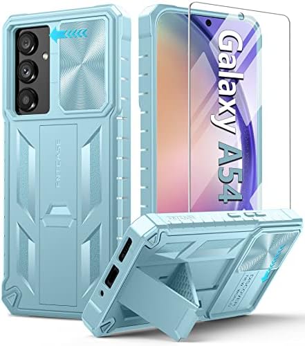 FNTCASE for Samsung Galaxy A54-5G Case: Military Grade Drop Proof Protection Cell Phone Cover with Kickstand | Rugged Shockproof Protective Bumper Textured Rubber | Heavy Duty Protector Light Blue