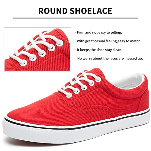 Image of FRACORA Mens White Canvas Shoes Low Top Canvas Sneakers Lace Up Casual Shoes