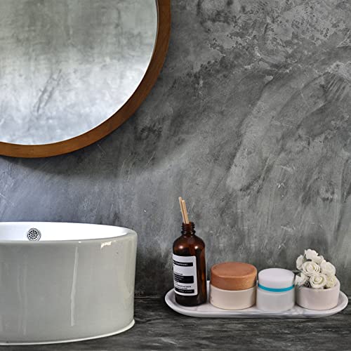 Auxsoul 2 Pack Bathroom Tray Ceramic, Ceramic Tray For Kitchen Counter Oavl Vanity Tray White Bathroom Organizer Cosmetics Holder For Tissues,Candles,Towel,Soap,Countertop,Towel,Plant,Jewelry(White) #TOP5