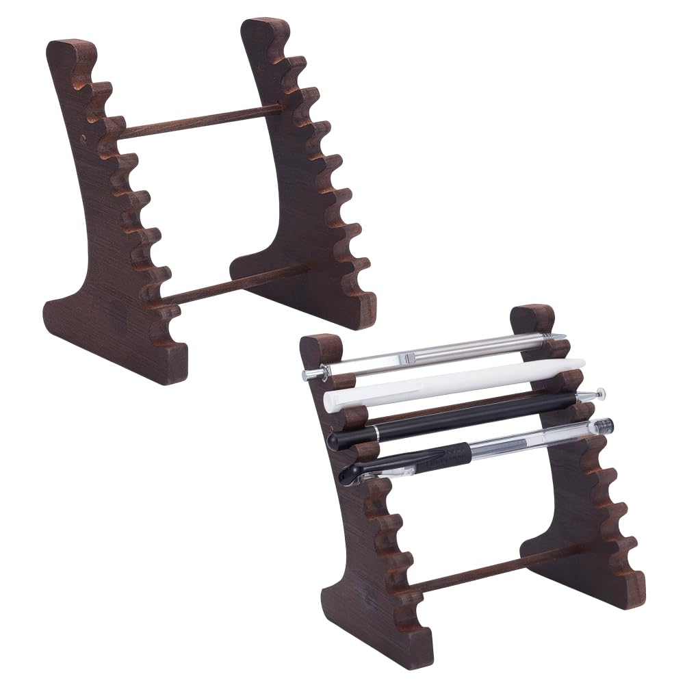 Présentoir horizontal en bois noble pour stylos haut de gamme et pinceaux fins