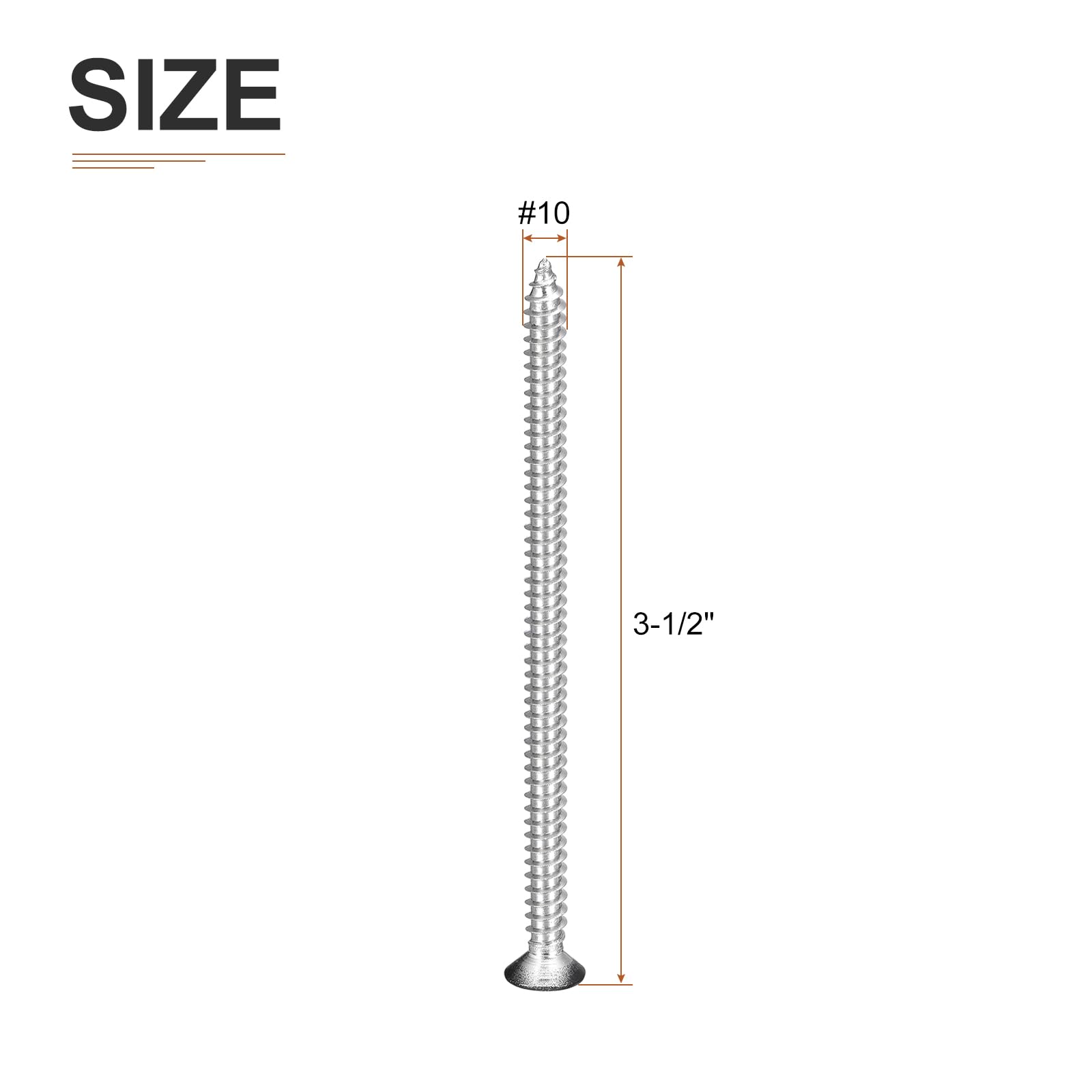 DTGN 25Pcs #10x3-1/2" Flat Head Wood Screws, 304 Stainless Steel Black Phillips Self Tapping Screws - Image 2