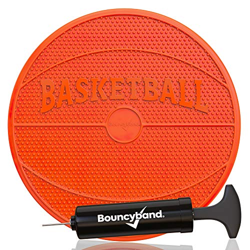 Image of Shaped Wiggle Seats by Bouncyband-Orange Basketball, 13 inchx13 inchx2.2 inch -Inflatable Sensory Cushion for Kids, Improves Student Productivity and Focus, Comes with Easy-Inflation Pump to Customize Firmness