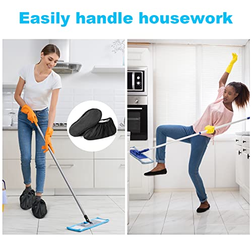 Flintronic 4 Paare Schuhüberzieher, Rutschfeste Wiederverwendbare Schuh Abdeckungen, Bedeckung Atmungsaktiv, Wasserdichter Staubschutz, für Schuhe Teppich Bodenschutz, die Hausreinigung-Schwarz
