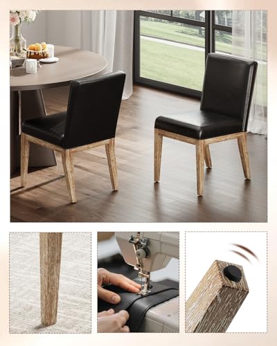 Image of Dining Chairs Set of 6, Modern Faux Leather Upholstered Dining Room Chair, Farmhouse Kitchen Chair for Restaurant Living Room, Dark Brown