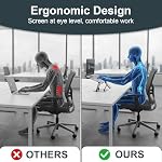 Alloy Steel Laptop Stand, Ergonomic 2-in-1 Laptop & Phone Stand, Adjustable & Portable Laptop Stand for Desk, Computer Stand, Compatible with MacBook Pro/Air and More 10-18" Laptops - Black - Image 5