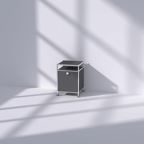 Miniatura 3 de Carrito de almacenamiento, gris mate, carrito de almacenamiento de metal versátil con puerta de solapa para el hogar, oficina, dormitorio, cocina,