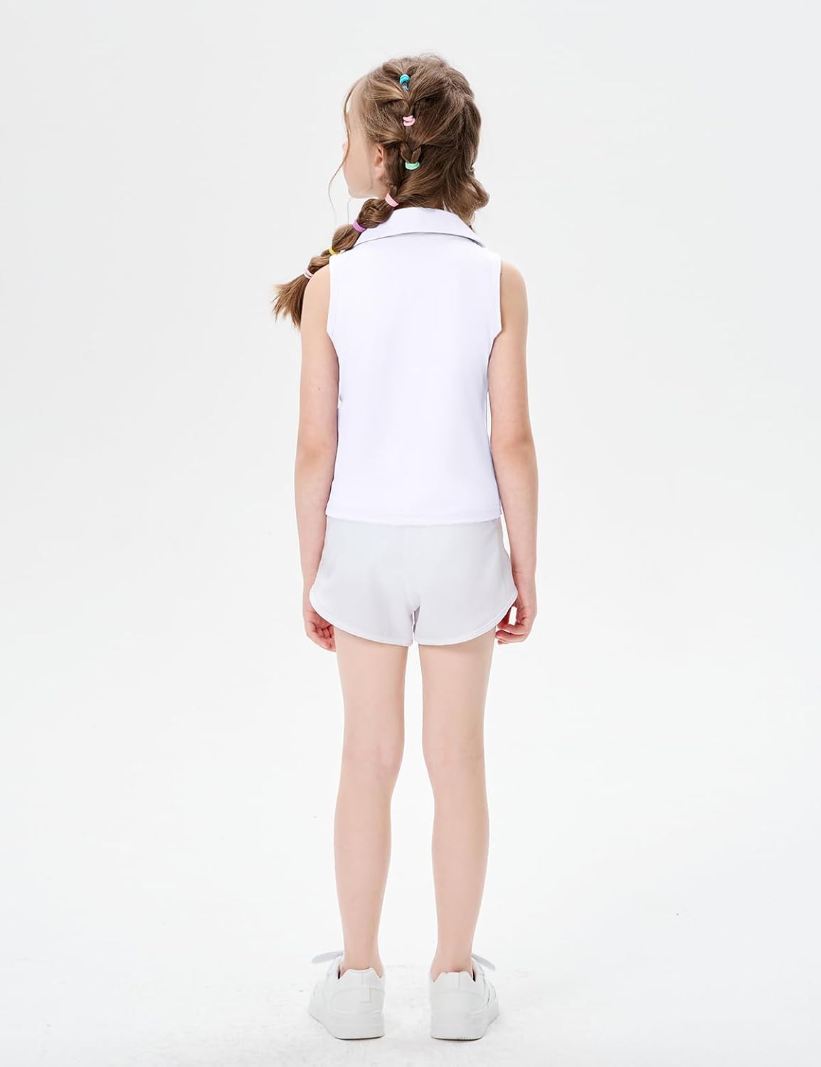 Girls Sleeveless Polo Shirts, Kids V Neck Golf Shirts Blouses, Quick Dry Athletic Girls Tennis Tank Tops, Size 5-14 - Image 3