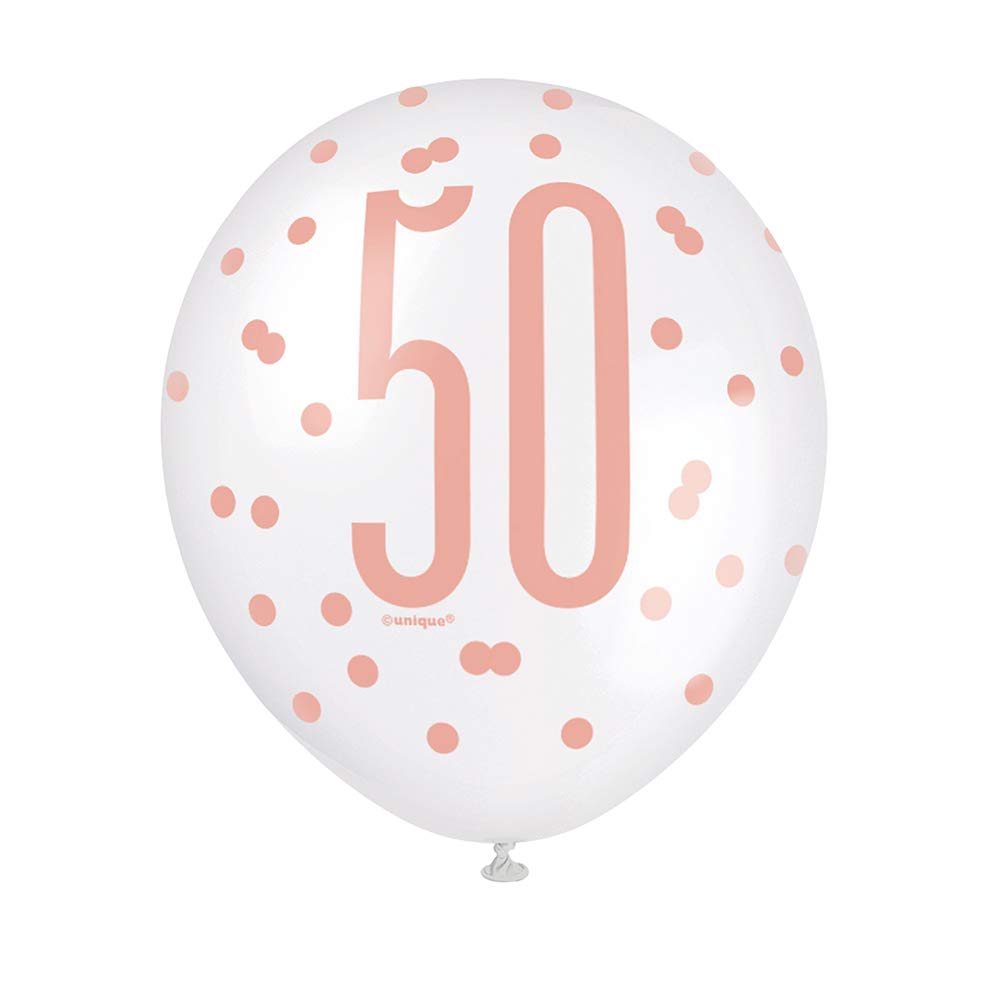 Stunning 50th Rose Gold Latex Balloons (30cm) - Perfect for Birthday, Annivesaries & Memorable Celebrations - 6ct