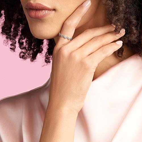 Pandora Jewelry Shimmering Zigzag Cubic Zirconia Ring in Sterling Silver, Size 4.53