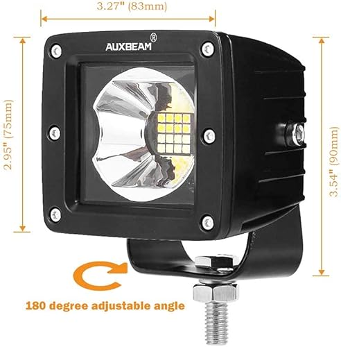 Miniatura 3 de Auxbeam LED Pods 16W 3 pulgadas - luces antiniebla con modos ámbarblanco en forma de cuadrado y cubo luces de conducción impermeables para camiones