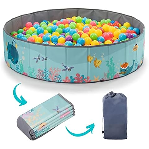 RUGUIES- Children's ball pool-Baby ball pool-Foldable and portable ball pool-Toy bucket for indoor and outdoor use- 32x10inch (Balls not included).. (OCEAN 80) Cover