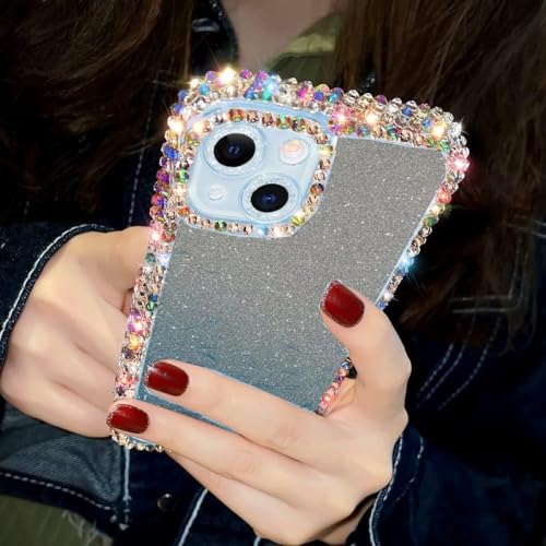 Coque métal strass iPhone 14 Plus ENILSA protège des rayures avec style diamant argent