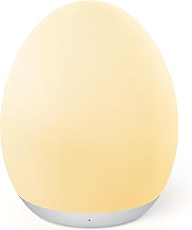 JolyWell Night Light for Kids, Egg Light for Nursery with 7 RGB Colors Changeable & Stepless Dimming, Rechargeable Tap Light with 1h Timer & Touch Control, Portable Night Light for Babies BPA Free