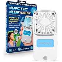 Arctic Air Portable Fan, Pocket Chill Handheld Mini Fan, Rechargeable Personal Air Cooler with Hydro-Chill Technology, 3 Speeds & Built-in-Kickstand