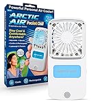 Arctic Air Ventilador portátil, mini ventilador de mano de bolsillo, enfriador de aire personal recargable con tecnología Hydro-Chill, 3 velocidades y soporte integrado, inalámbrico para viajes, uso