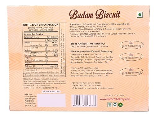 Image of Karachi Bakery Badam Biscuits, 400 g /300 g (Weight May Vary)