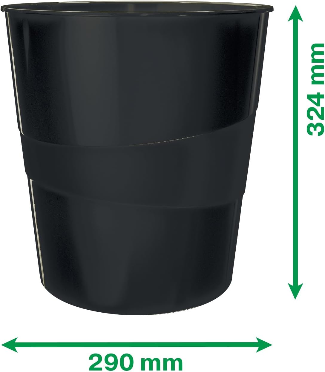 Leitz Waste Paper Bin, 15L Capacity, 100% Recyclable, Blue Angel Certfied, Recycle Range, Black, 53280095