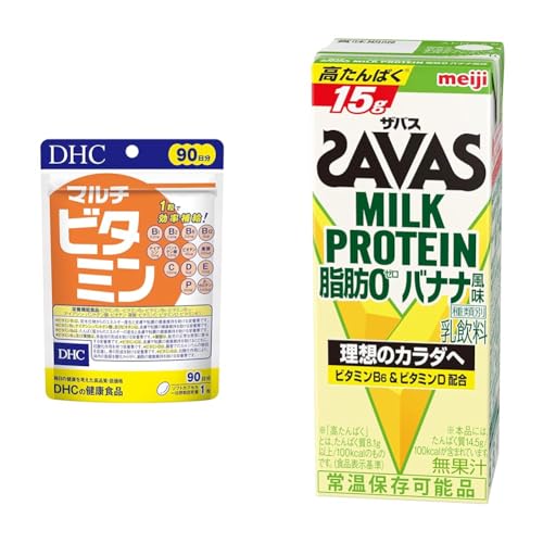 DHC �y�Z�b�g�����z �}���`�r�^�~�� 90���� (90��)+SAVAS(�U�o�X) MILK PROTEIN ���b0 �o�i�i���� 200ml×24�{ ���� �~���N�v���e�C��