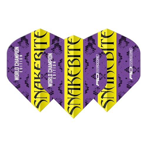 RED DRAGON Yin Yang Double Sided Peter Wright Snakebite Purple & Yellow Standard Dart Flights 3 Sets Per Pack (9 Dart Flights in total) - Image 4