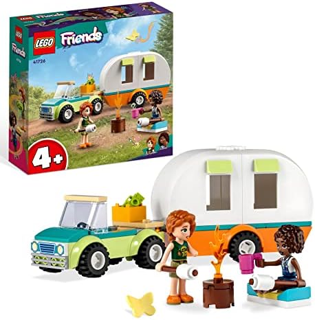 LEGO 41726 Friends Holiday Camping Trip Camper Van, Caravan with Car Toy for Girls and Boys 4+ Years Old, Forest Adventure Set with Autumn and Aliya 2023 Series Characters