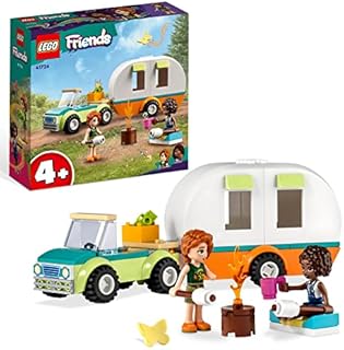 LEGO 41726 Friends Holiday Camping Trip Camper Van, Caravan with Car Toy for Girls and Boys 4+ Years Old, Forest Adventure Set with Autumn and Aliya 2023 Series Characters