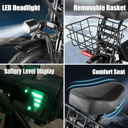 Caroma 1200W Peak Electric Scooters for Adults, 14\" Fat Tire, 500Wh Battery, 30 Miles Range, 20MPH Top Speed, Foldable Electric Scooter with Seat, Dual Shock Absorbing Electric Bike for Commuting - Thumbnail 6