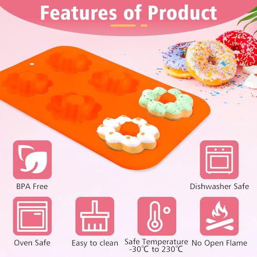 image for Bettoor 3 Pack Silicone Donut Pan, Non-stick Doughnut Molds for Baking