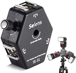 Selens Flash Shoe Umbrella Holder Light Stand Bracket for Canon/Nikon/Yongnuo (3-Way Bracket)