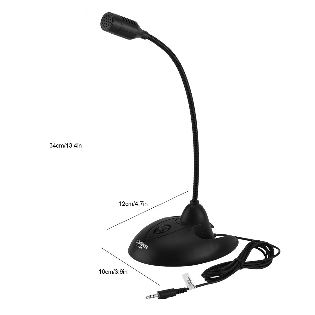 Microfono Desktop,ASHATA Microfono da Tavolo Flessibile a Collo D'Oca da 3,5 mm, Supporto Antiscivolamento Microfono a Condensatore per PC Stand Micro per Riunioni Aziendali, Chat Online, ECC.(Nero)