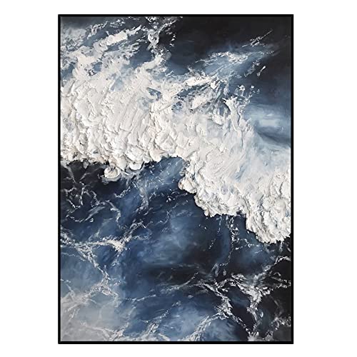 Peinture au couteau 3d vague bleue décoration murale horizontale et verticale