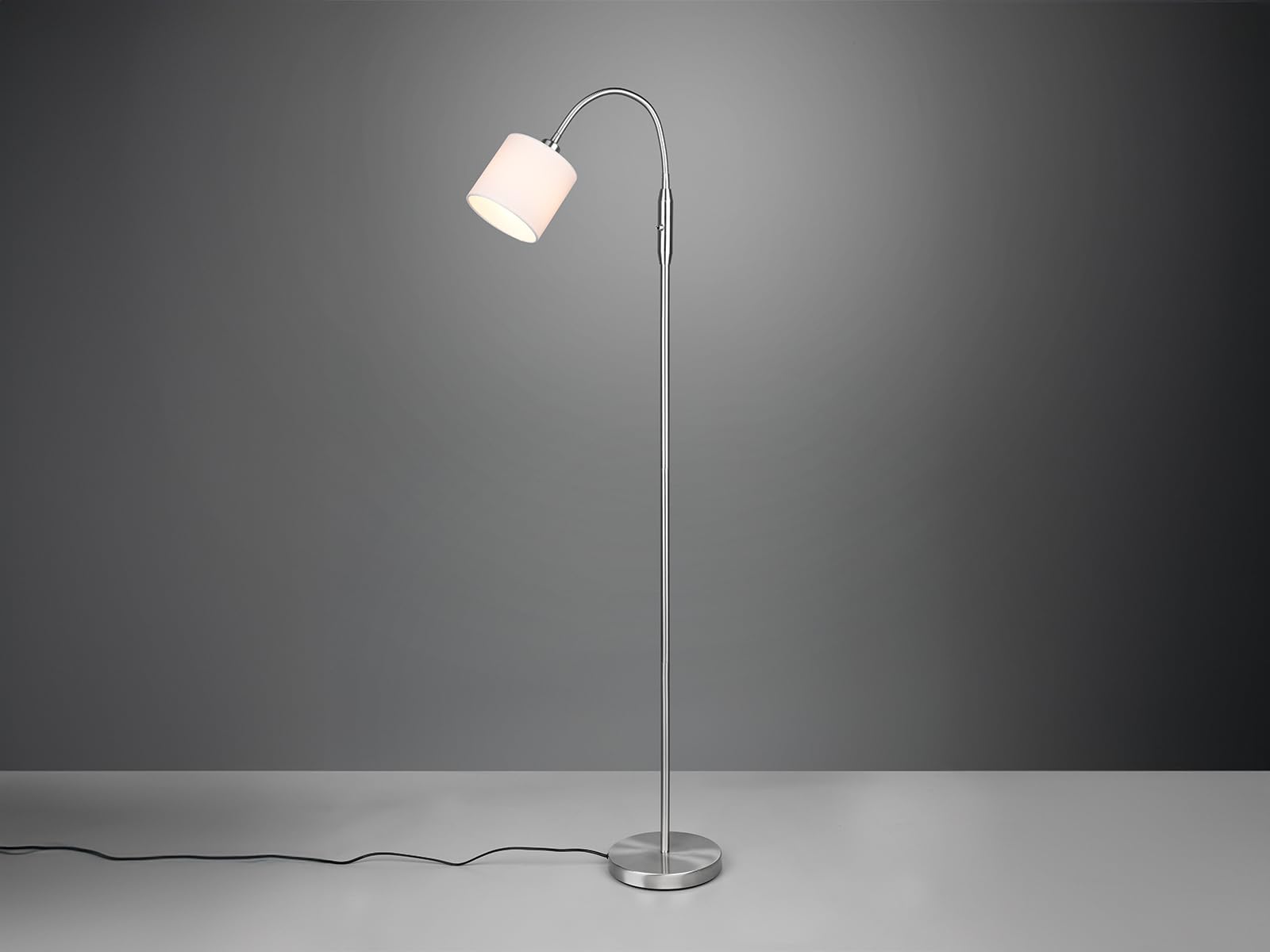 Kleine Stehleuchte 130cm mit Flexarm und Stoffschirm Weiß