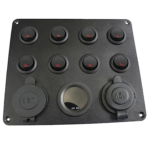 MUCKLILY Dual USB Socket Car Adapter Splitter 8 Gang Automotive Panel Digital Voltmeter Marine Boat Switch Panel
