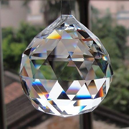 PINDIAFengshui Clear Crystal Hanging Ball for Good Luck & Prosperity (Pre Energized in Rock Salt)