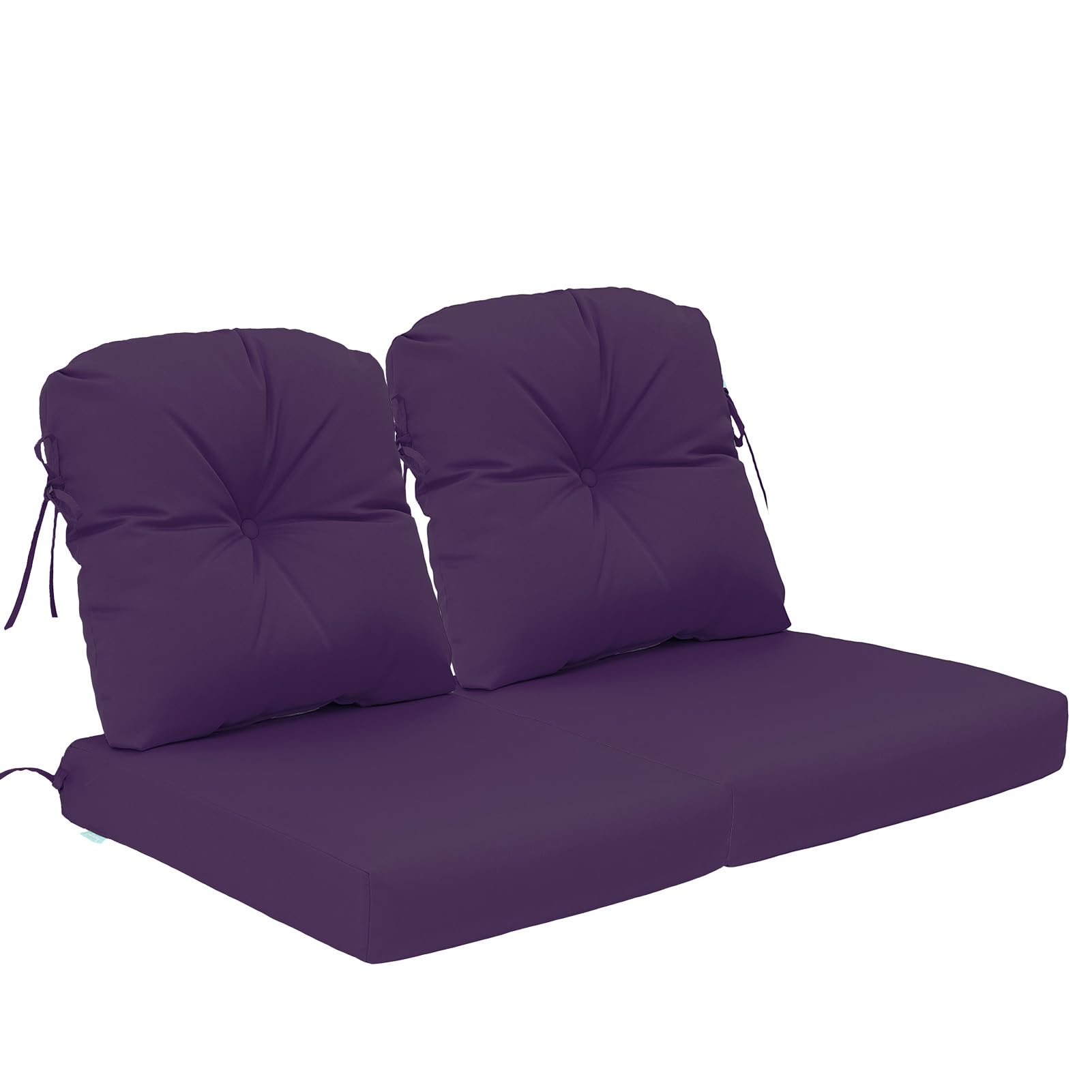 QILLOWAY Outdoor Chair Cushion Set with Strings Replacement Outdoor Cushions for Patio Furniture Purple -Sets of 2