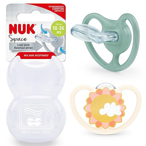Imagen de NUK Space chupete 18-36 meses Chupetes con ventilación adicional para pieles sensibles Silicona sin BPA Girl 2 unidades