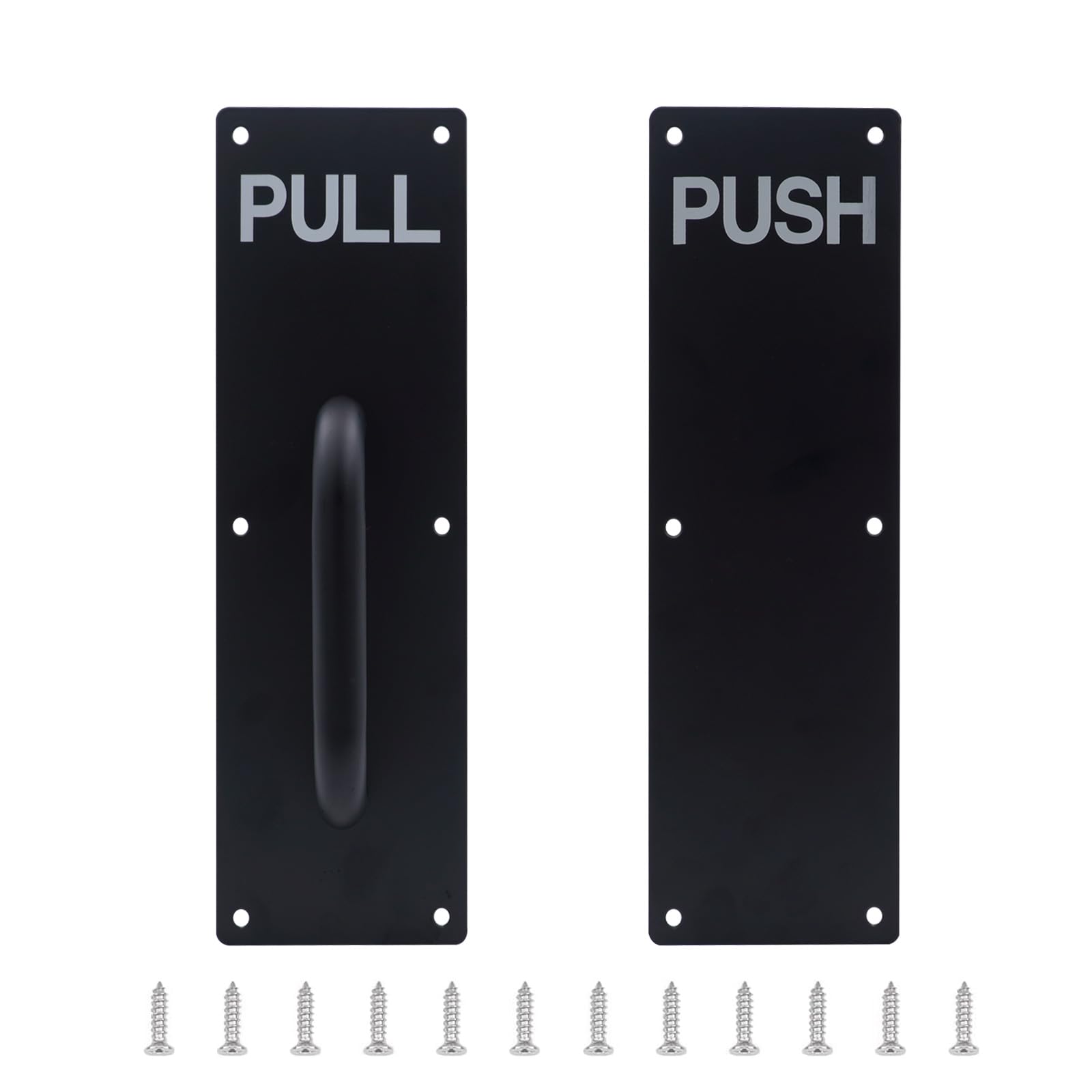 Push Pull Door Handle Set, Aluminum Alloy Push Pull Plates, Commercial Black Heavy Duty Sliding Door Handles 300 X 80 mm, Perfect for Garage Restaurant & Business Place