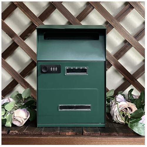 NQNFWCRJ Cassetta Postale in Lamiera Zincata con Serratura a Combinazione Cassetta Postale con Doppia Apertura di Recapito Apertura di Prelievo con Sportello Cassetta per Pacchi da Esterno a Parete