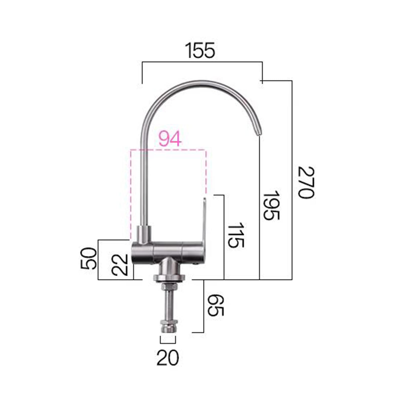 Filtro de Agua Grifo Solo Agua fría grifos de Cocina giratorios Acero Inoxidable Cepillado-C
