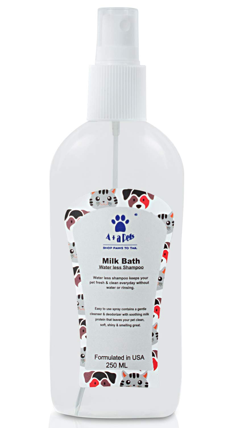 A+a Pets Milk Bath After Walk Everyday Water Less Spray Dry Shampoo for Dogs and Cats, Kills Fleas Repels Ticks (250ml) (B08KHB6HR3) Amazon Price History, Amazon Price Tracker