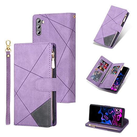 UEEBAI Capa carteira para Samsung Galaxy A13/A04s, capa flip vintage de couro PU premium para A13 5G/4G com compartimentos para cartões, fecho magnético, bolso com zíper, bolsa de mão com alça de mão